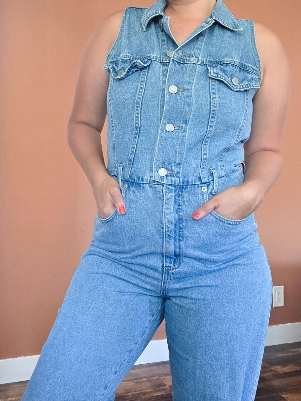 Vintage 1990s Blue Denim Cotton Jumpsuit by Moda Intl / Jean Jumpsuit